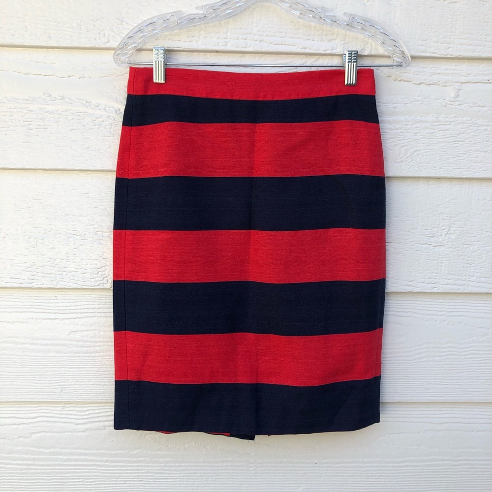 J. Crew The Pencil Skirt Blue and Red Size 00
